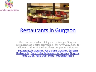 Restaurants in Gurgaon