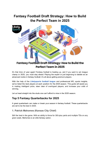 Fantasy Football Draft Strategy: How to Build the Perfect Team in 2025