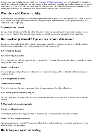 Hoe voorkom je inbraak? Tips van een ervaren slotenmaker