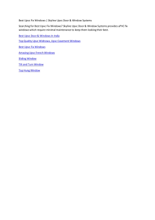 Best Upvc Fix Windows | Skyline Upvc Door & Window Systems
