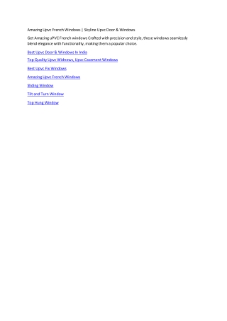 Amazing Upvc French Windows | Skyline Upvc Door & Windows