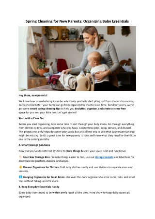 Spring Cleaning for New Parents Organizing Baby Essentials