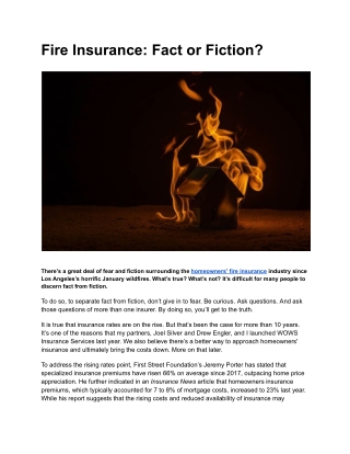 Fire Insurance_ Fact or Fiction