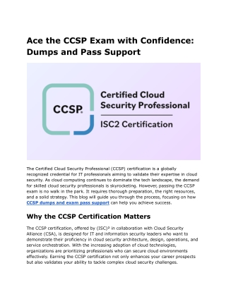 Ace the CCSP Exam with Confidence_ Dumps and Pass Support
