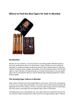Where to Find the Best Cigars for Sale in Mumbai