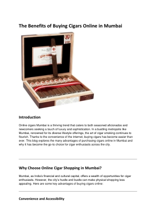 The Benefits of Buying Cigars Online in Mumbai
