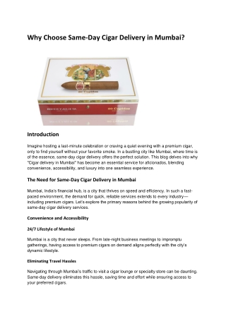 Why Choose Same-Day Cigar Delivery in Mumbai