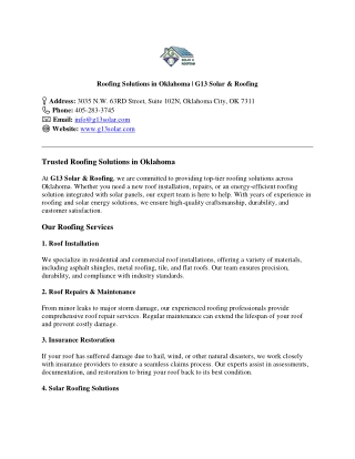 Roofing Solutions in Oklahoma | G 1:3 Solar & Roofing