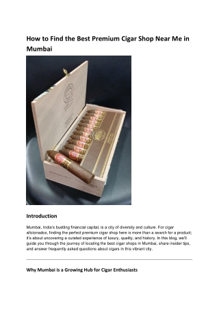 How to Find the Best Premium Cigar Shop Near Me in Mumbai