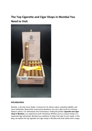 The Top Cigarette and Cigar Shops in Mumbai You Need to Visit