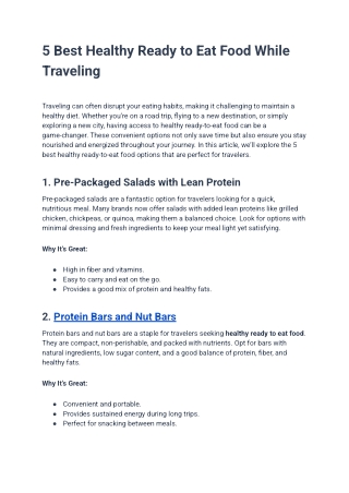 5 Best Healthy Ready to Eat Food While Traveling