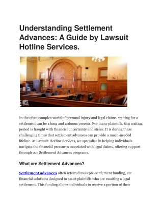Settlement Advances with Lawsuit Hotline
