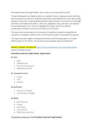 Perishable Goods Rail Freight Market  Size, Trends, and Forecast 2023 to 2032