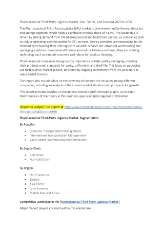 Pharmaceutical Third-Party Logistics Market  Size, Trends, and Forecast 2023 to