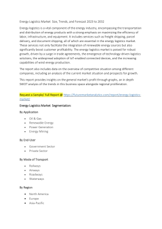Energy Logistics Market  Size, Trends, and Forecast 2023 to 2032