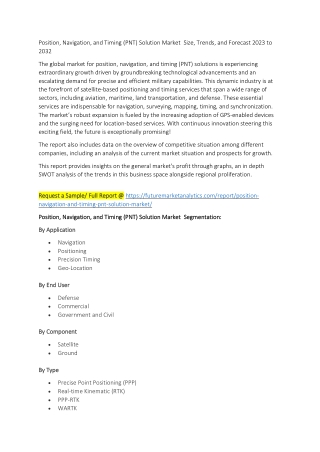 Position, Navigation, and Timing (PNT) Solution Market  Size and  Trends