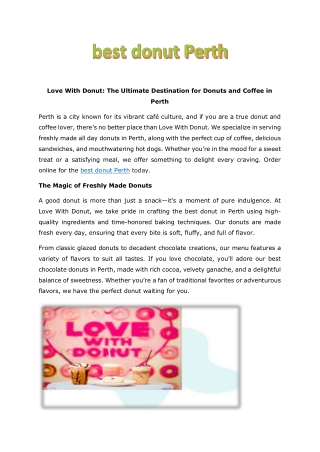 best donut Perth