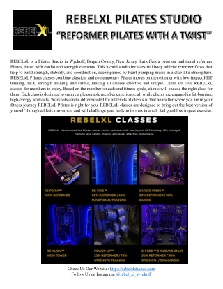 Rebelxl Reformer Pilates Studio Wyckoff New Jersey