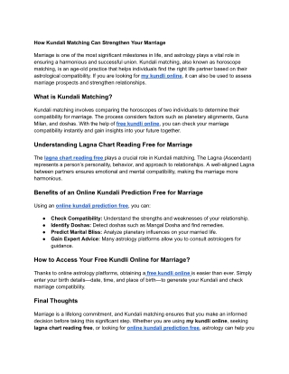 How Kundali Matching Can Strengthen Your Marriage