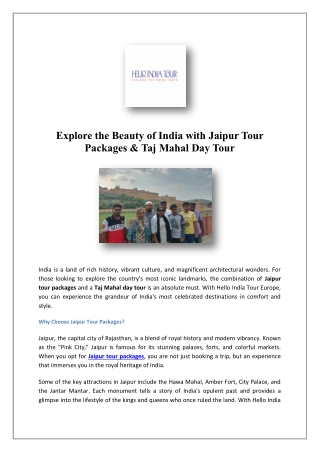 Best Taj Mahal Tour Europe | Hello India Tour