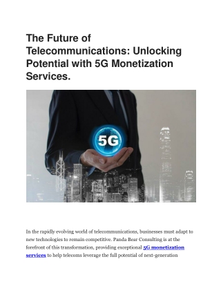 5G Monetization Services by PandaBearConsulting