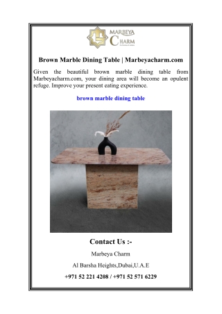 Brown Marble Dining Table | Marbeyacharm.com