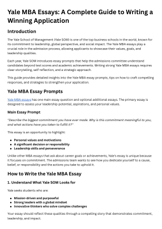 Yale MBA Essays A Complete Guide to Writing a Winning Application