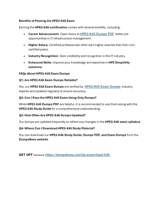Want to Pass HPE2-K45? Dumpsboss Dumps