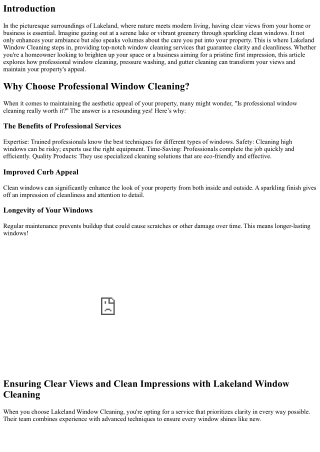 Ensuring Clear Views and Clean Impressions with Lakeland Window Cleaning