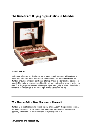 The Benefits of Buying Cigars Online in Mumbai