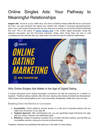 Online Singles Ads: Your Pathway to Meaningful Relationships
