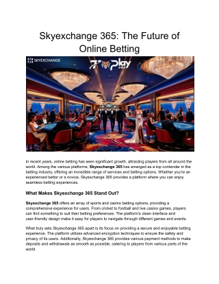 Skyexchange 365_ The Future of Online Betting