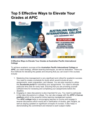 5 Effective Ways to Elevate Your Grades at Australian Pacific International Coll
