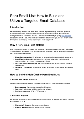 Peru Email List: How to Build and Utilize a Targeted Email Database