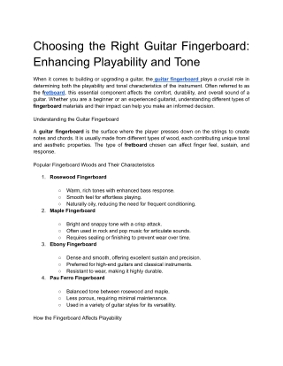 Choosing the Right Guitar Fingerboard_ Enhancing Playability and Tone