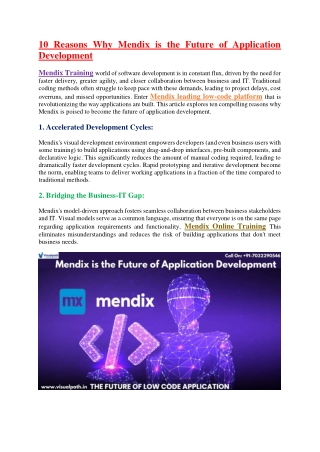 Mendix Training - Mendix Online Training Course