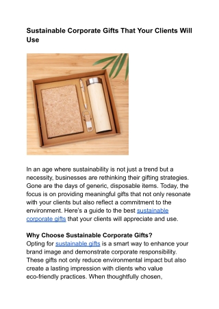 Sustainable Corporate Gifts That Your Clients Will Use