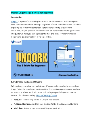Unqork Training in Ameerpet - Unqork Training Online