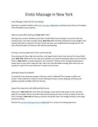 Erotic Massage in New York