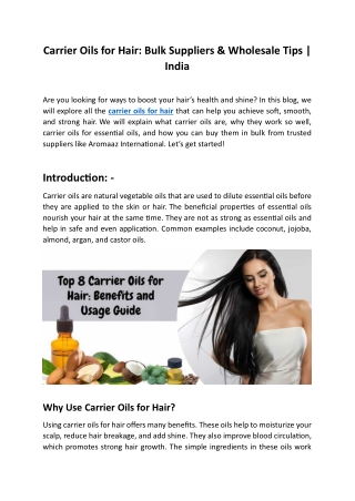 Carrier Oils for Hair: Bulk Suppliers & Wholesale Tips | India
