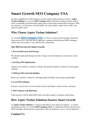 Smart Growth SEO Company USA