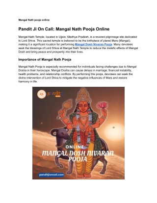 Book Mangal Nath Pooja Online | Authentic Vedic Rituals