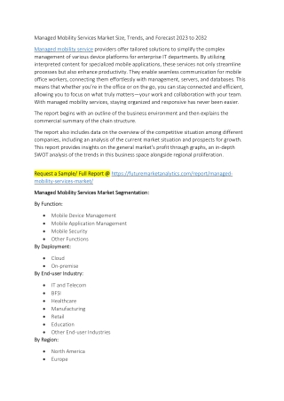 Managed Mobility Services Market Size, Trends, and Forecast 2023 to 2032