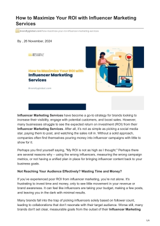 How to Maximize Your ROI with Influencer Marketing Services