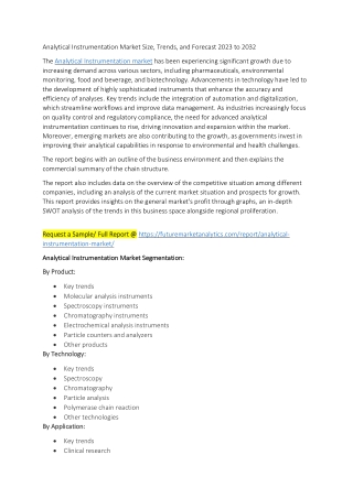 Analytical Instrumentation Market Size, Trends, and Forecast 2023 to 2032