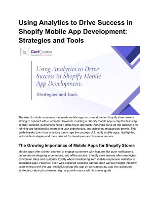 Using Analytics to Drive Success in Shopify Mobile App Development_ Strategies and Tools