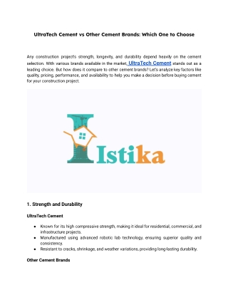 UltraTech Cement vs Other Cement Brands Which One to Choose