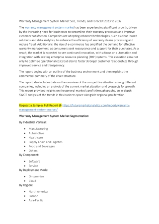 Warranty Management System Market Size, Trends, and Forecast 2023 to 2032