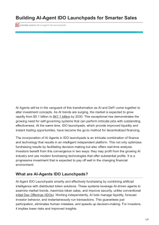 Building AI-Agent IDO Launchpads for Smarter Sales