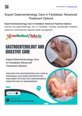 Expert Gastroenterology Care in Faridabad Advanced Treatment Options